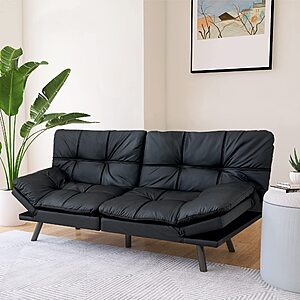 Amazon Prime Members: 71" W Opoiar Futon Lounge Memory Foam Sleeper Couch Sofa Bed (Black/Faux Leather) $149 + Free Shipping