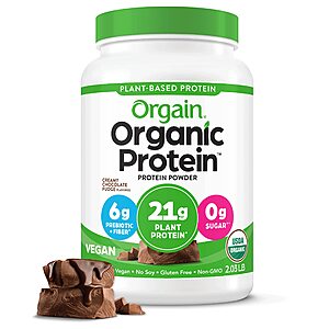 2.03-Lb Orgain Organic Vegan 21g Plant Protein Powder (Creamy Chocolate Fudge) $15.24 w/ S&S + Free Shipping w/ Prime or Orders $25+