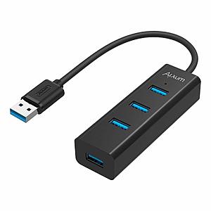 Alxum 4-Port USB 3.0 Hub w/ BC 1.2 Charging  $3.50