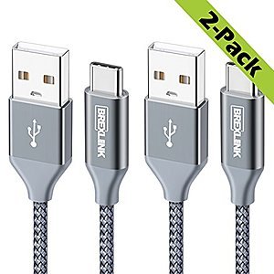 BrexLink USB Type C to USB A Nylon Braided Cable (6.6ft, 2 Pack) @ Amazon 40% off AC / Free Prime Shipping $2.28
