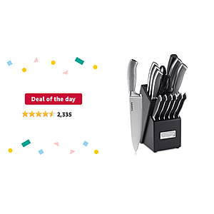 Deal of the day: 15 Piece Kitchen Knife Set with Block by Cuisinart, Cutlery Set, Graphix Collection, Stainless Steel, C77SS-15P - $69.97