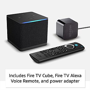 Fire TV Cube, Hands-free streaming device with Alexa, Wi-Fi 6E, 4K Ultra HD, Standard Remote, Prime Members $109.99