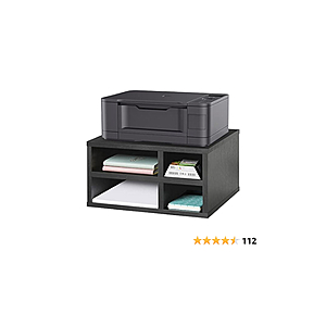 $21.49 MaxGear Printer Stand with Storage, 2 Tier Wood Computer Printer Shelf, Paper and File Storage Rack Desk Organizers with Detachable Dividers, Printer Riser - $21.49