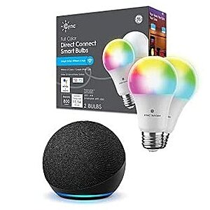 Prime Members: Echo Dot (4th Gen) + 2-Pack GE CYNC Smart LED Color Bulbs $25 + Free Shipping