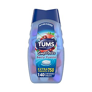 140-Count TUMS Smoothies Extra Strength Antacid Tablets (Berry Fusion) $5.95 w/ S&S + Free Shipping w/ Prime or on $35+