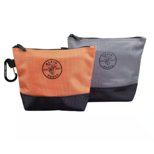 Klein Tools 55470 Utility Bag, Stand-Up Zipper Tool Bags, Tough 1680d Ballistic Weave, Reinforced Bottoms, Orange/Black, Gray/Black, 2-Pack $14.99