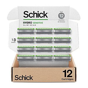 12-Count Schick Hydro Men's Sensitive Slim Head Razor Refills $12.10 & More w/ S&S