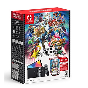 Nintendo Switch OLED Super Smash Bros. Ultimate Bundle w/ 3-Month Online $325 + Free Store Pickup