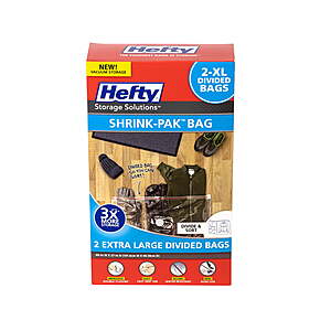 2-Count Hefty Shrink-Pak XL Divided Vacuum Bags $2.16 + Free S&H w/ Walmart+ or orders $35+