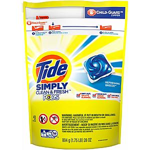 Select Amazon Accounts: 43-Count Tide Pods Simply Clean & Fresh Pacs $5.05 w/ S&S + Free S&H