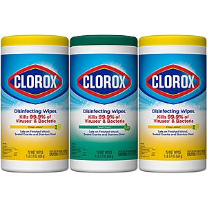 225-Count Clorox Disinfecting Wipes (Variety Pack) $6 w/ S&S + Free S&H