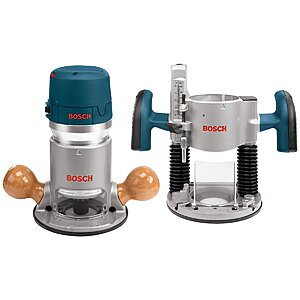 BOSCH 1617EVSPK Wood 12 Amp Router Tool Combo Kit - 2.25 Horsepower Plunge Router & Fixed Base with a Variable Speed $169.15