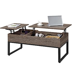 Amazon 47 Inch Two-Way Lift Top Coffee Table with Hidden Compartment, with Wooden Lift Tabletop and Separated Storage for Living Room Taupe Wood $75.99