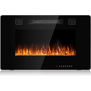 30" 750-1500W Electric Fireplace Insert w/ Adjustable Flame, Remote Control, Touch Screen $111 + Free Shipping