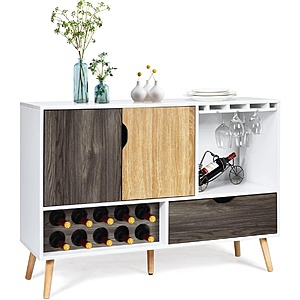 Giantex Buffet Table w/ Storage, Wine Bar Cabinet Holder for 10 Glass Bottles $88.49 + Free Shipping