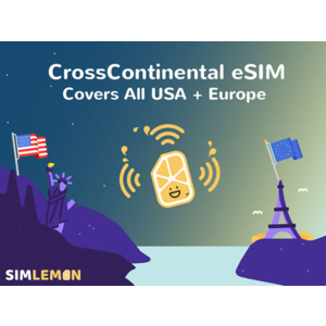 $40 SimLemon Globetrotter's eSIM USA & Europe: 3GB Mobile Data Plan $20
