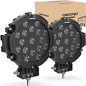 OEDRO 2 Piece 51W 7" Black LED Off Road Light Pods $24 + Free Shipping w/ Prime or orders $35+