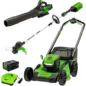 Greenworks 21" 80V Mower, 13" String Trimmer, Blower, 4Ah Battery, & Charger $600 + Free Shipping