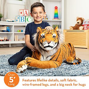 Melissa & Doug Giant Tiger - Lifelike Stuffed Animal (over 5 feet long) | Free Shipping $55.99