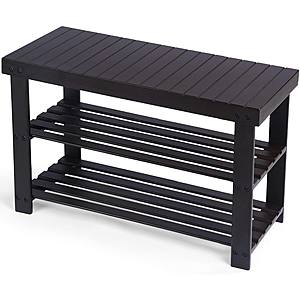 Comhoma 3-Tier Bamboo Bench/Shoe Rack Holds Up to 300 Lb, Brown for $25.19 + free shipping at Gtracing via Amazon
