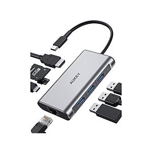AUKEY USB C Hub 8-in-1[4K HDMI, Gigabit Ethernet, 3 USB 3.0, 100W PD Charging, SD/Micro SD Card Reader, USB C Adapter] for $28.99 + F/S