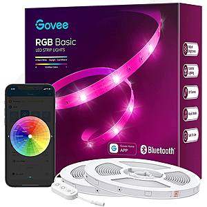 Govee 65.6ft RGB LED Strip Lights w/ App Control, Bright 5050 LEDs, 64 Scenes and Music Sync (2 Rolls of 32.8ft) for $18.75 + FS