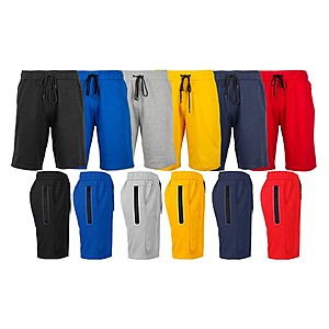 Men & Women 3-Pack Tech Fleece Performance Active Shorts w/ Heat Seal Zipper Pocket $13 + Free Shipping w/ Prime