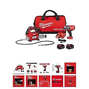 Milwaukee 2767-22GR M18 FUEL 18V High Tourque Impact Wrench / Grease Gun Kit $322.05 + Free shipping