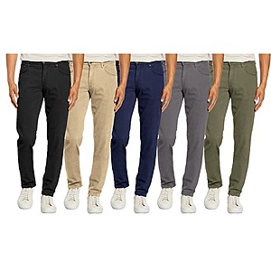 3-Pack Men's 5-Pocket Stretch Chino Pants (Sizes, 28-44) $25 & More + Free Shipping w/ Prime