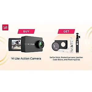 YI Lite Action Camera with free selfie, protective lens, and floating grip $89.99