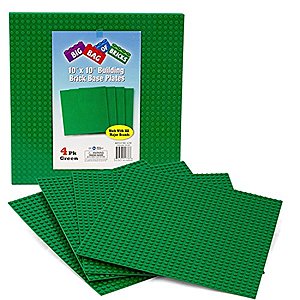 Brick Building Green Base Plates - Large 10"x10" (4 Pack) - Tight Fit with all major brick sets $7.47 + Free Shipping
