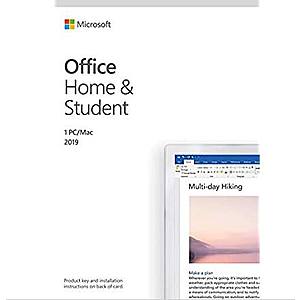 Microsoft Office (Home and Student) 2019 Activation Card by Mail (1 Person) Compatible on Windows 10 and Apple macOS - $79.99