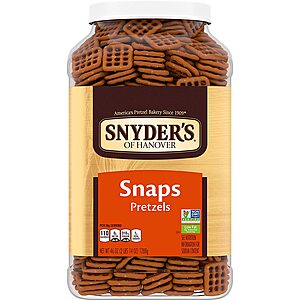 Snyder's of Hanover Pretzel Snaps, 46 Oz Canister 5.31 w/S&S and coupon