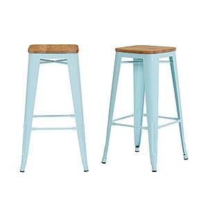 Set of 2 Stylewell 29.5" H Metal Backless Bar Stool $58.05, Porter Black Metal Counter Height Square Dining Table $112.05 & More + FS