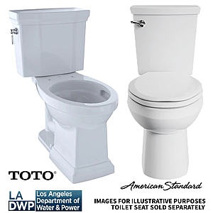 LA DWP Customers Elongated Toilets AFTER $250 Rebate: Toto 1.0 GPF Promenade II $217.50 + FS,  American Standard 1.1 GPF H2Optimum Siphonic FREE + store pickup at Home Depot