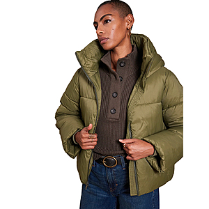 BR Factory [$25 StyleCash Required] Women's Short Hooded Puffer (Green) $39 OR Men's Slim Corduroy or Athletic Twill Pants: 2 for $35 Shipped After $25 StyleCash