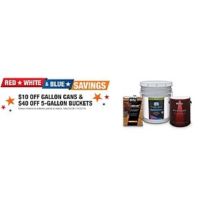 Home Depot: July 2018 Paint and Stain Rebate Event: $10 to $40 for 6/28 to 7/4/18, 7/5 to 7/9/18 Purchases