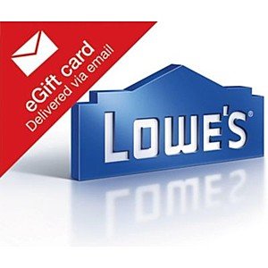 Staples: $100 Lowes Gift Card (Email Delivery) for $90 (Online Only), Limit 3