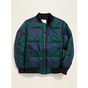 Old Navy Boy's Water-Resistant Puffer Bomber Jacket (Blue/Green Plaid) $12.60 + Free Store Pickup