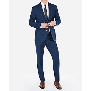 Express.com: Select Men's Suits (Slim Blue Wool-Blend, Extra Slim/Slim Blue Wrinkle-Resistant), Slim Oxford Wool-Blend Stretch Tuxedo (Garnet Red) $120 + Free Shipping