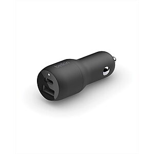 Belkin 37W Dual Port (USB C+A) Fast CAR Charger w/ PPS $14.99 FS Amazon Prime