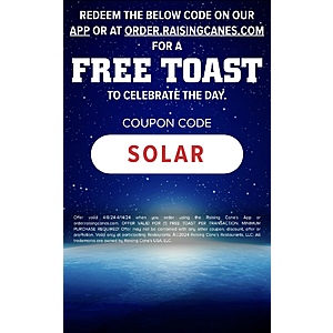 Raising Canes - free slice of texas toast through 4/14 - $0