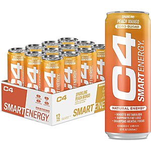 12-Pack 12-Oz C4 Smart Energy Drink (Peach Mango Nectar) $13.55 w/ S&S + Free S&H w/ Prime or $25+