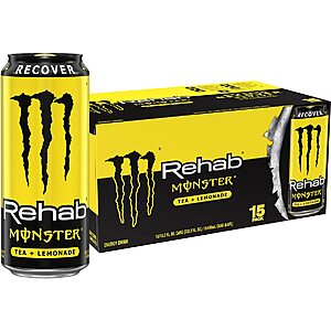 15-Pack 15.5-Ounce Monster Rehab Energy Drinks (Various Flavors) from $17.50 w/ S&S + Free S&H