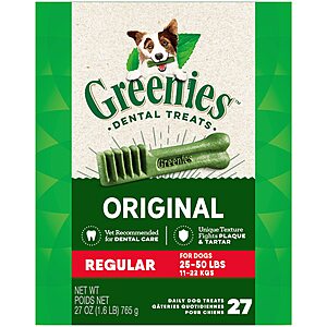 27-Pack GREENIES Original Dental Care Chews Dog Treats $11.83 or Less w/ S&S + Free Shipping w/ Prime or on $35+