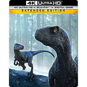 Jurassic World: Dominion Limited Edition SteelBook (4K UHD + Blu-ray + Digital) $10 + Free Shipping