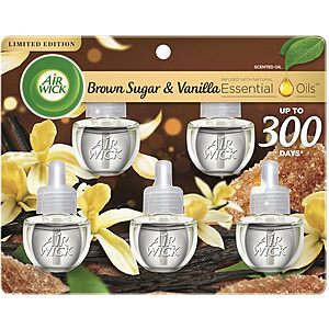 Air Wick Plug in Scented Oil Refill, 5 ct, Brown Sugar and Vanilla, Air Freshener, Essential Oils, Fall Scent, Fall decor - $4.38