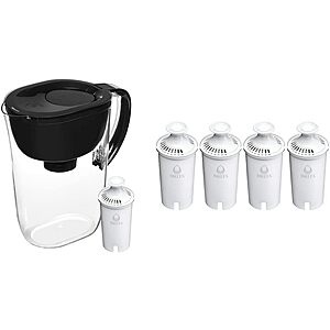 10-Cup Brita Large Water Filter Pitcher + 5 Standard Filters (Black) $29.99 + Free S&H w/ Prime or $35+