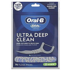 2-Pack 75-Count Oral-B Glide Ultra Deep Clean Floss Picks (Cool Mint) + $4 Walgreens Cash $4.98 + Free Pickup on $10+