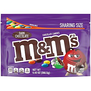 9.4-Oz M&M'S Dark Chocolate Candy (Sharing Size) $1.25